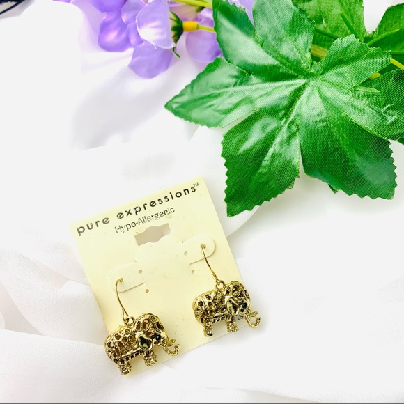 🌹PURE EXPRESSION Hypo Allergenic Elephant charm pendant goldtone dangle … - Picture 3 of 8